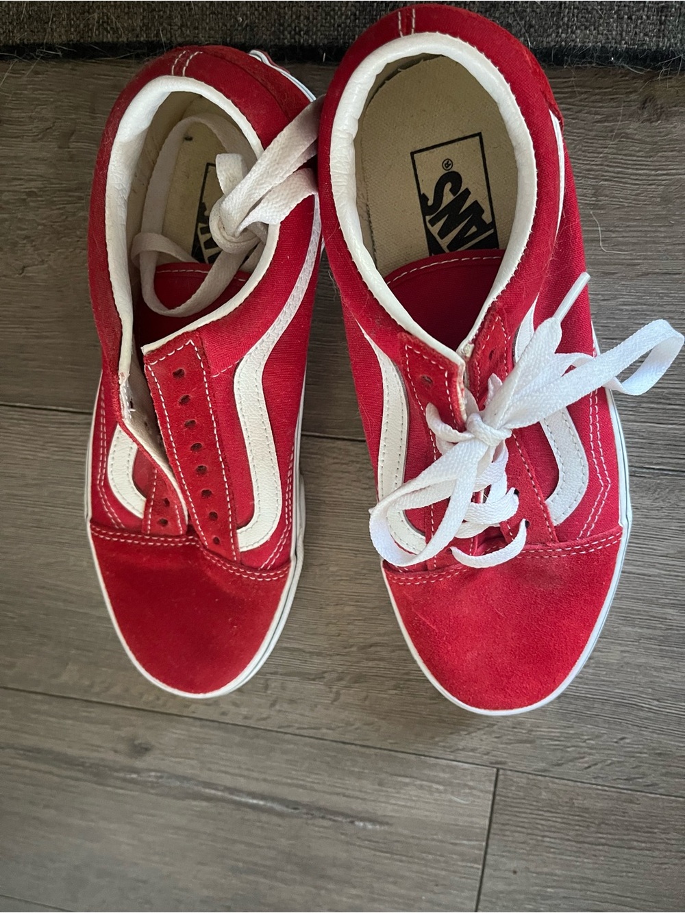 Vans Red and White Old Skool Sneakers